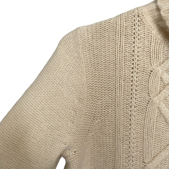 J. Crew Cream/Ivory “Cambridge” Cable Knit Turtleneck Sweater Wool Blend S-M - Picture 8 of 11